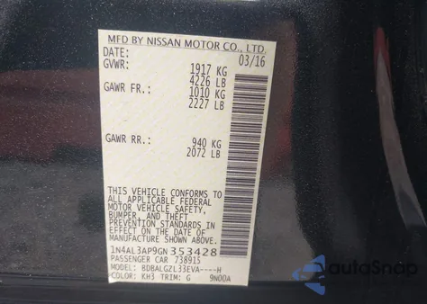 2016 Nissan Altima 2.5 S from USA, damaged, VIN 1N4AL3AP9GN353428